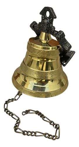 Sino de bronze com suporte craquelado